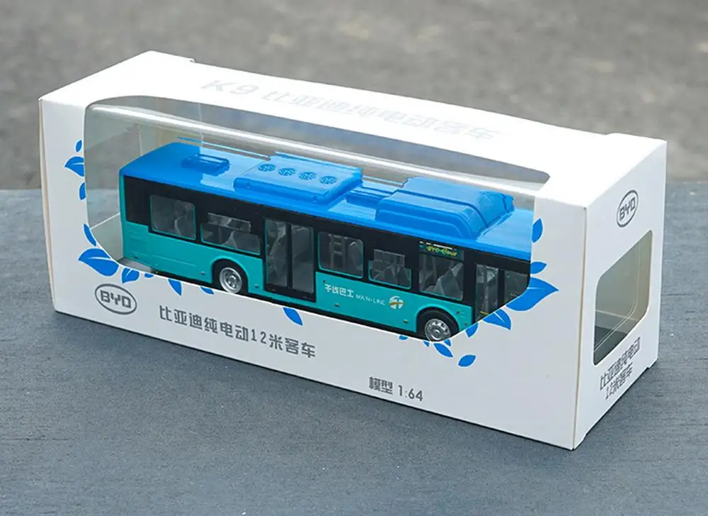 1/64 BYD K9 K8 12m аккумулятор электрический автобус синяя модель под давлением