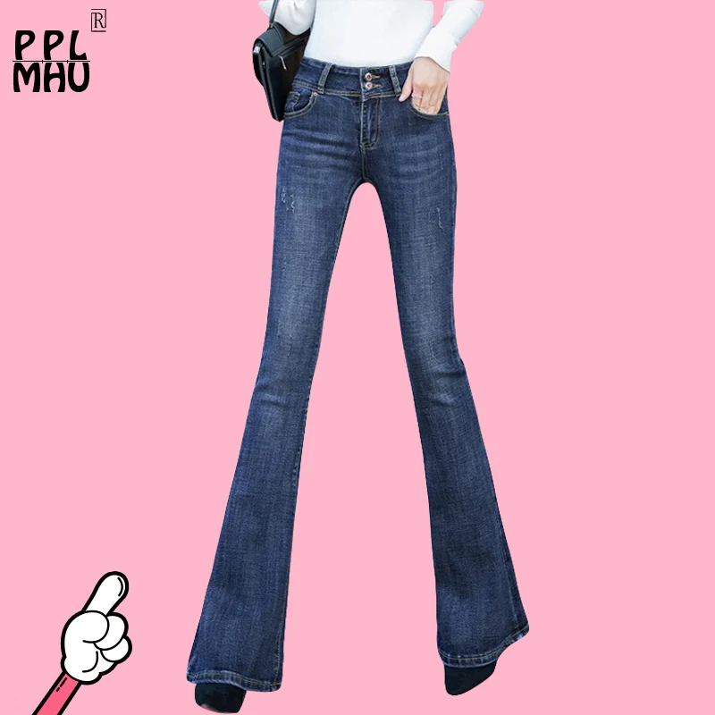 Модные женские джинсовые брюки с высокой талией и дырками 2020 джинсы на пуговицах