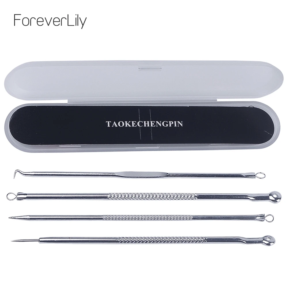 Foreverlily 4 шт. игла для удаления угрей и черных точек прыщей экстрактор угрей и комедонов набор инструментов игла для удаления прыщей