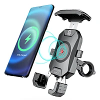 Motorcycle Phone Mount Fit 4-7 Inch Smartphone 15W Wireless USB Fast Charger Moto Bike Cellphone Holder Aluminum 360 Rotation