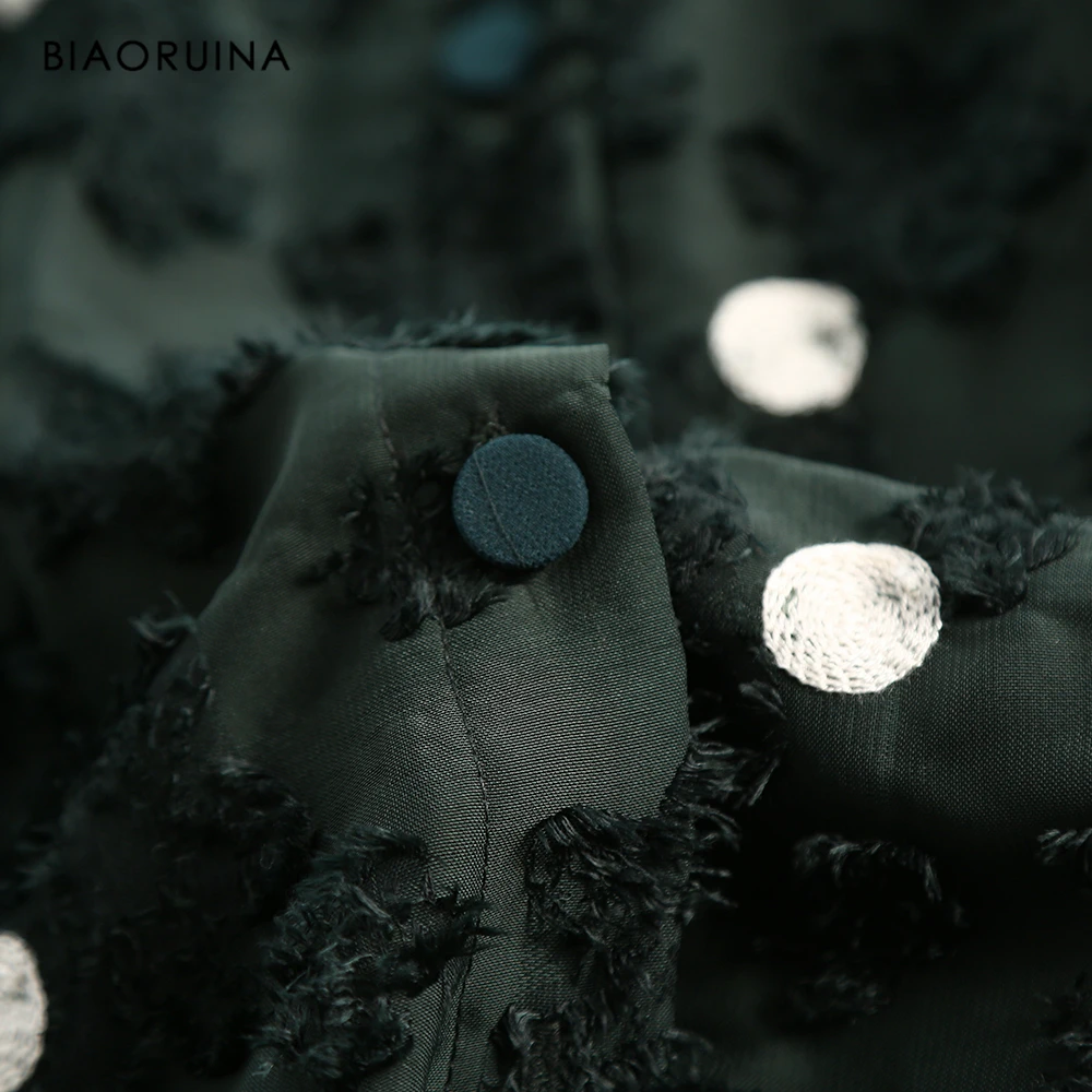 BIAORUINA женское белое платье в горошек с вышивкой винтажное длинное трапециевидной