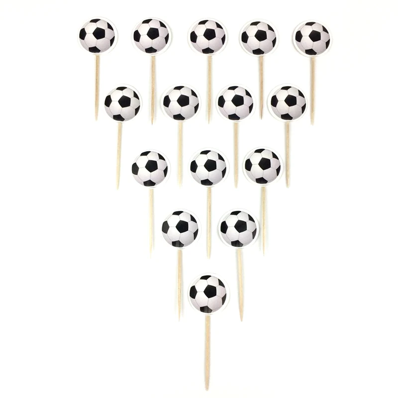 24 шт. топперы для кексов в футбольной тематике палочки мальчиков украшение