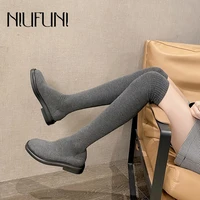 fall winter platform knitted womens high boots low heel elastic fabric socks boots over the knee boots slim womens boots shoes