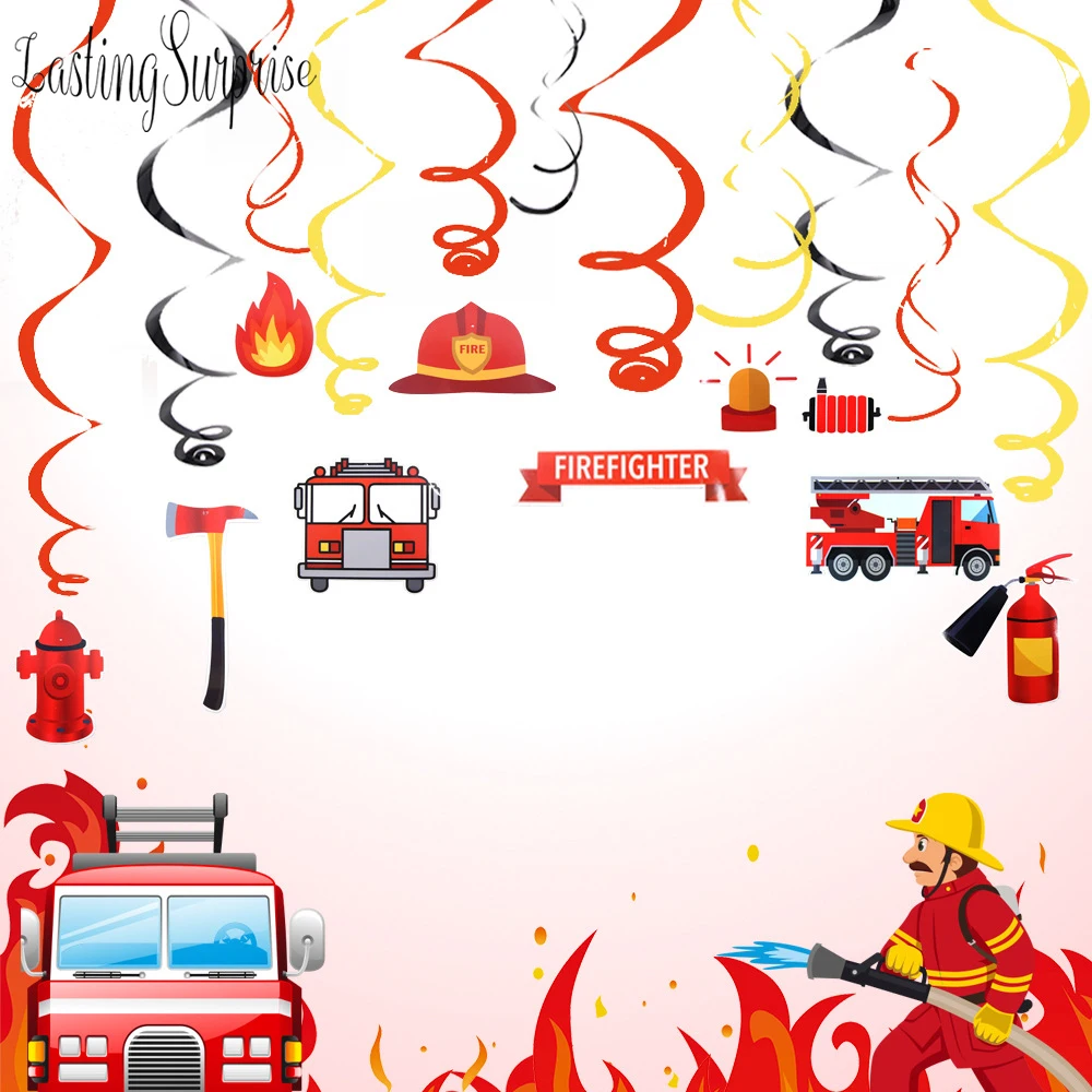 Лидер продаж набор украшений для пожарвечерние пожарная машина искусственный
