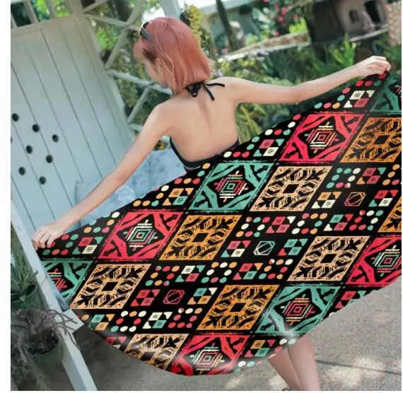 

Square Beach Towel Microfiber Fabric Geometric Printing Bath Towel Super Soft Quick Dry Travel Sleeping Blanket Beach Yoga Mat