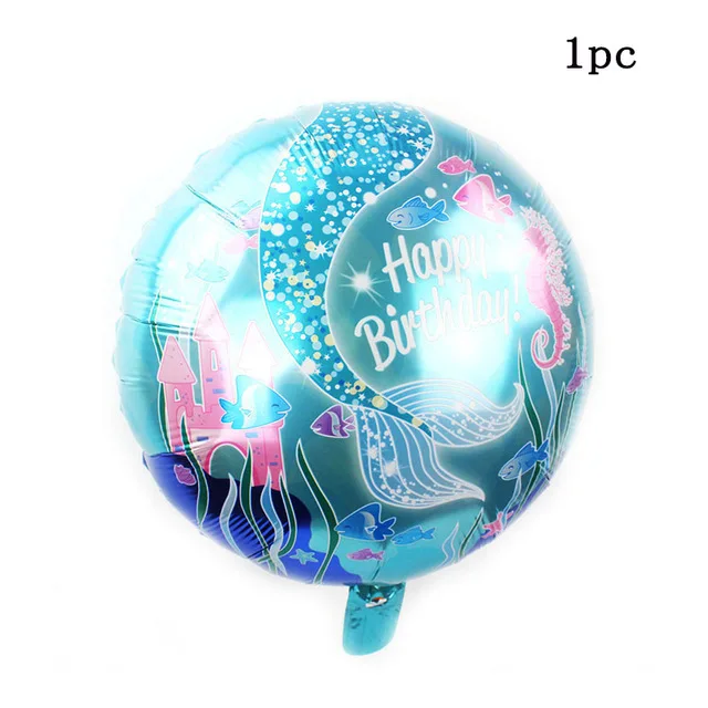 1pc 18in bl mermaid 18 дюймов круглые воздушные шары из фольги русалки 32 дюйма синий Набор цифр для девочек с днем рождения подарок душ сюрприз латексные globos - Цвет: 1pc 18in bl mermaid