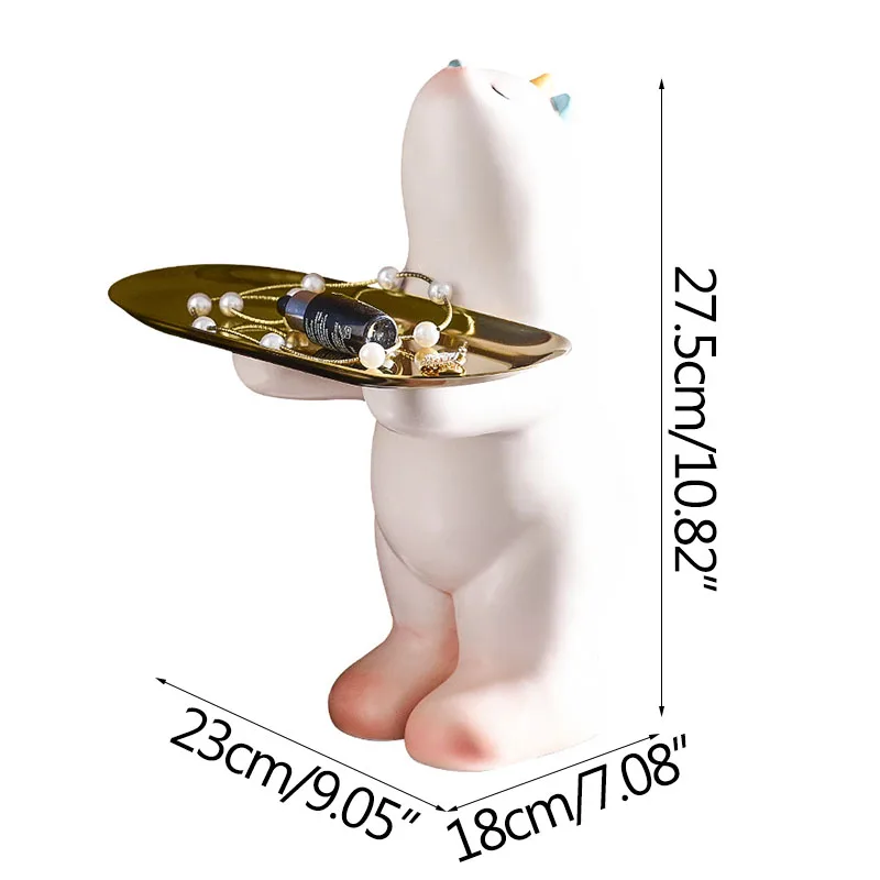 

Nordic Bear Ornaments Home Decoration Living Room Candy Tray Porch Storage Plate Resin Animal Figurines Housewarming Gifts