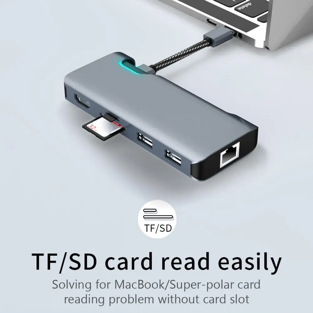 

7-in-1 Type-C USB-C to HDMI-compatible RJ45 USB 3.0 PD Charging Hub Docking Station Adapter Multifunctional docking station
