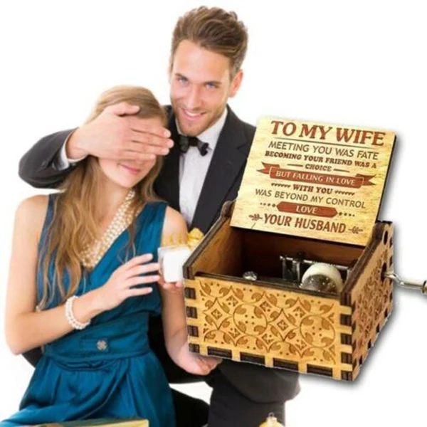 

To My Wife Engraved Wood Music Box Anniversary Valentines' Gifts HFD889
