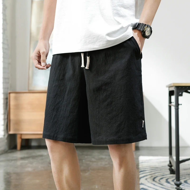 

Sinicism Store Men Solid Casual Summer Shorts Men's 2020 Linen Loose 5 Colors Sweatpants Male Oversize 5XL Knee Length Shorts