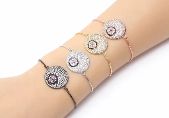 

Золотая Серебряная цепочка микро проложить cz Циркон кубический цирконий браслет веревка регулируется макраме Круглый браслет utu5 модные юв...