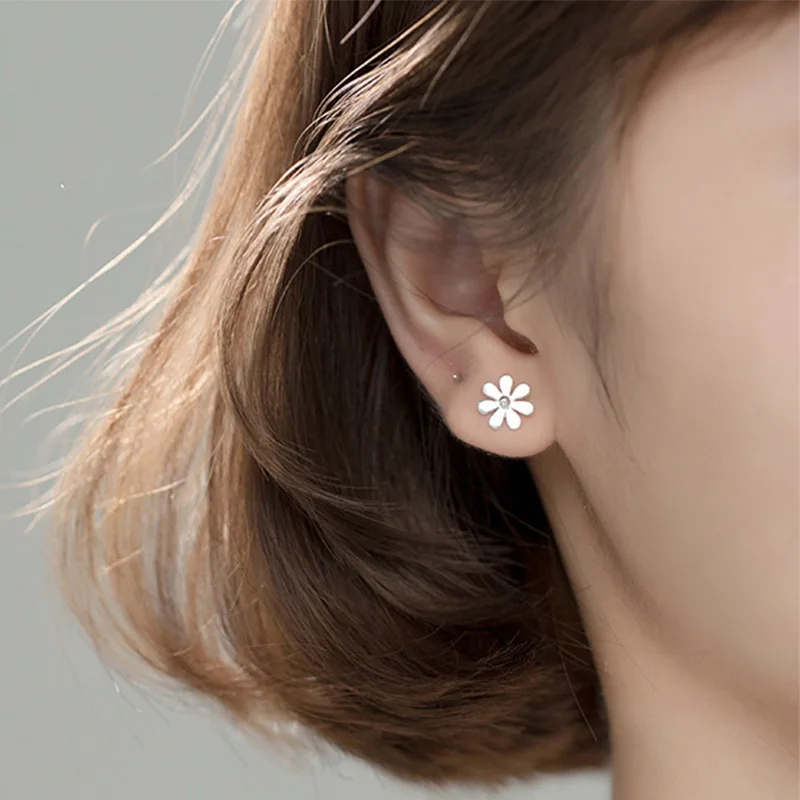 Trustdavis Real 925 Sterling Silver Fashion Sweet Flower Screw Stud Earrings For Women Children Mini Minimalist Jewelry DA1920 | Украшения