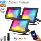 Умный Светодиодный прожектор Tuya, IP66, Wi-Fi, управление через приложение, RGB, точечный светильник, 220 В, 30 Вт, 50 Вт, 100 Вт, уличный светодиодный прожектор для украшения улицы