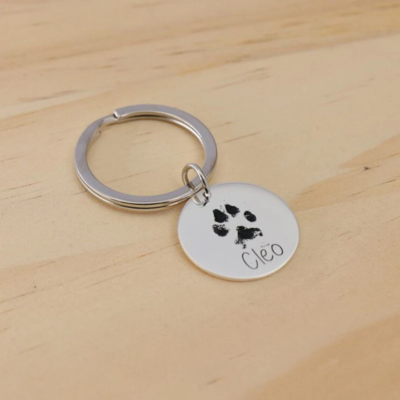 Пользовательские Выгравировать Pet Paw нос круглый персонализированный брелок для