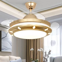 modern simple high quality acrylic bedroom fan lamp led timing variable frequency dimming mute remote control ceiling fan light