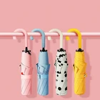 Модные милые зонтики от дождя для женщин и девушек, 3 складных солнцезащитных зонтика с УФ-защитой, женский зонтик от солнца с черным покрытием