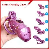 new purple skull cock cage slave chastity cage bdsm male sex shop penis ring lock male erotic gay ladyboy 18 sex toy for men