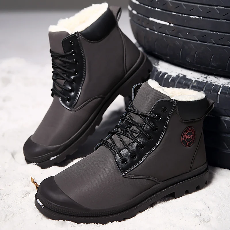 Snow boots men Plus Size 45 Men Ankle Boots Short Plush Warm Winter boots man Waterproof boots