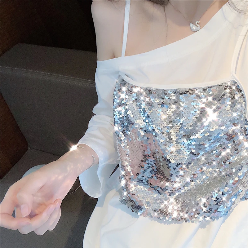 

2021 Summer Fashion Women Sexy Elegant Solid High Street T-shirt Ladies Casual Round Neck Regular Oversized Pullover Top Tees