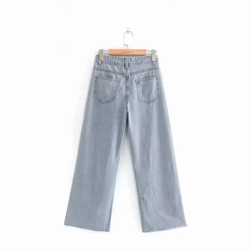 

2019 autumn European and American women's new loose version of wide-leg jeans women