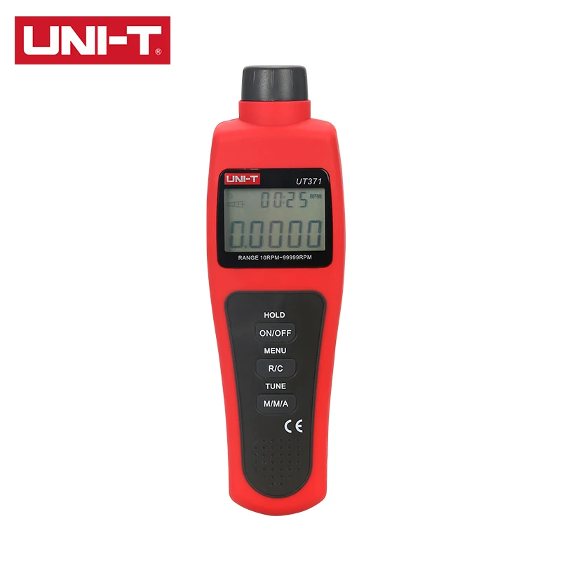 

UNI-T Tachometer UT371 UT372 Measuring Rotation Speed of Shaft or Disc (on/off) Laser Pointer RPM/Count and Time Dual Display