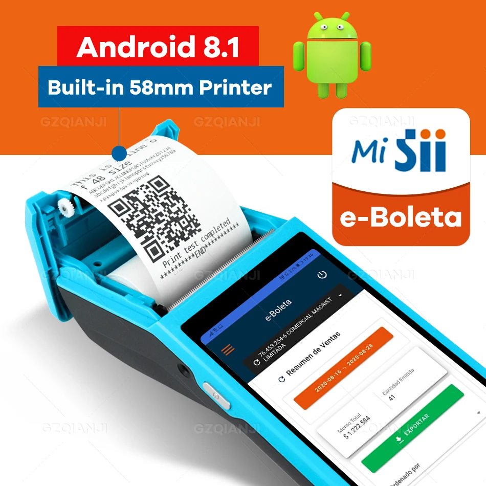 Ручные термопринтеры PDA 58 мм Android 6 0 POS сканер штрих кодов 1D терминал 3G/4G Wi Fi Bluetooth