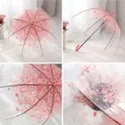 Женский прозрачный зонтик для дождя прозрачный зонт для дождя с рисунком цветущей вишни, гриба Аполлона сакуры, складной