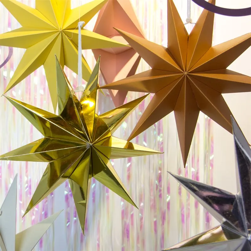 3D 30CM Nine-Pointed Stars Hanging Paper Origami Lampshade Party Lantern Wedding Festival Event Layout Room Decor - купить по