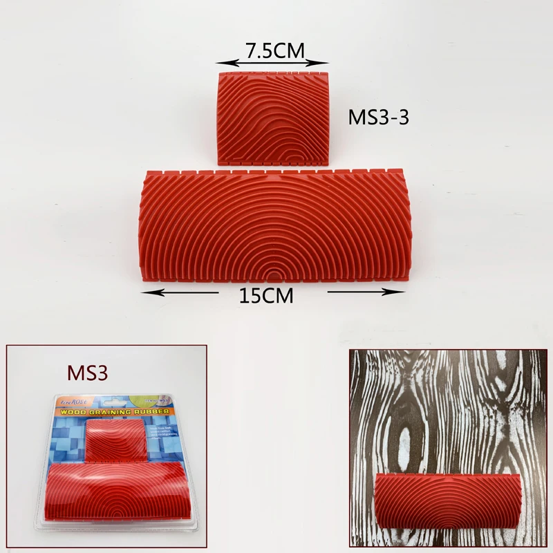 Rubber Paint Roller Cylinder Imitation Wood Grain Brush Wall Texture Art DIY Painting Tool Set