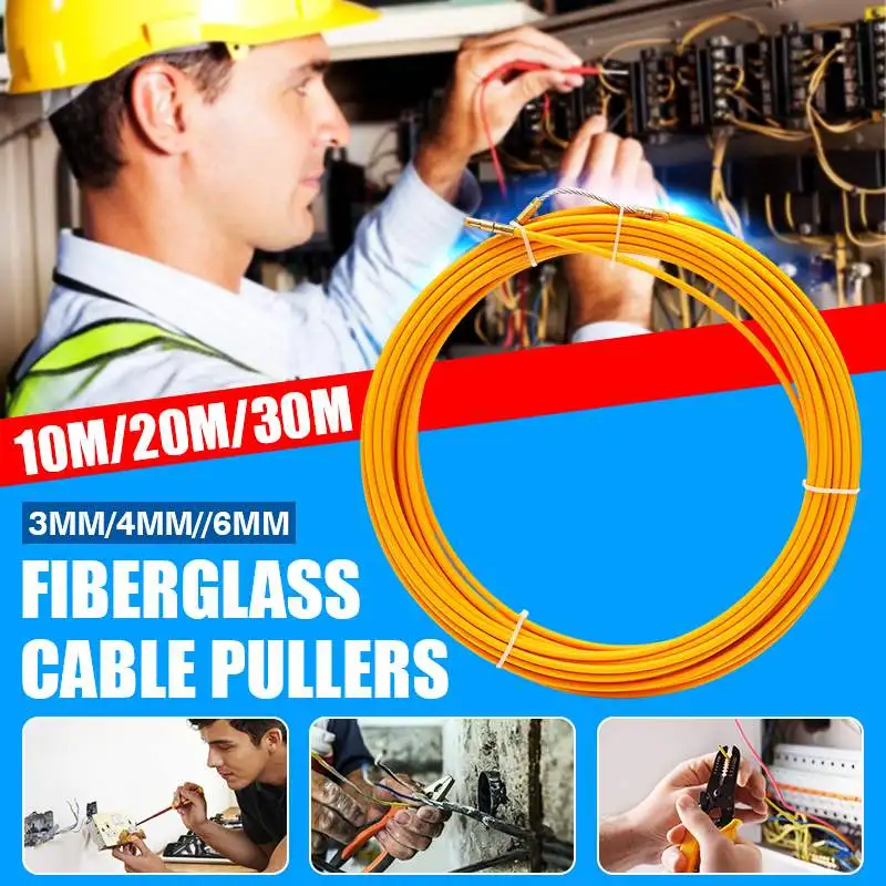 

3mm 5/10/20/30m Cable Puller Fiberglass Electrical Fish Tape Cable Wire Puller Lead Device Construction Electrician Hand Tool
