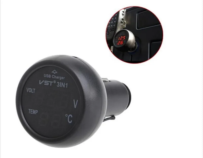 Вольтметр светодиодный цифровой термометр прикуриватель автомобильное