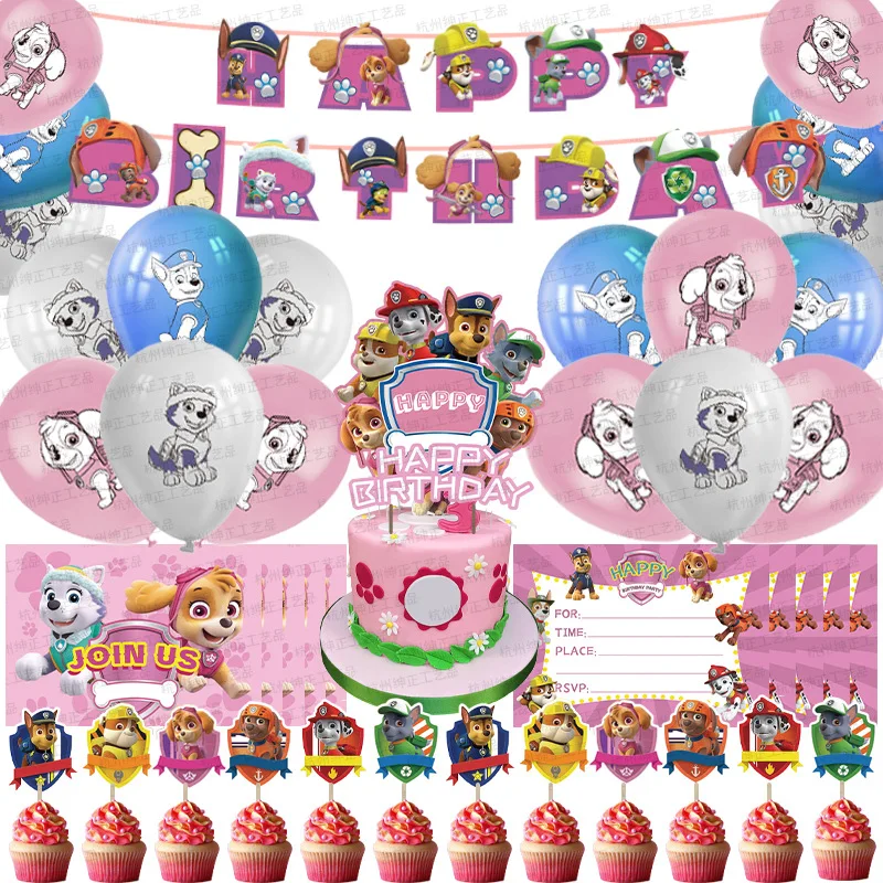 

Paw Patrol Birthday Decoration Kit Children Party Supp Set Anime Figures Toys for Girl Friends Gift Happy Meal Banner Ballons