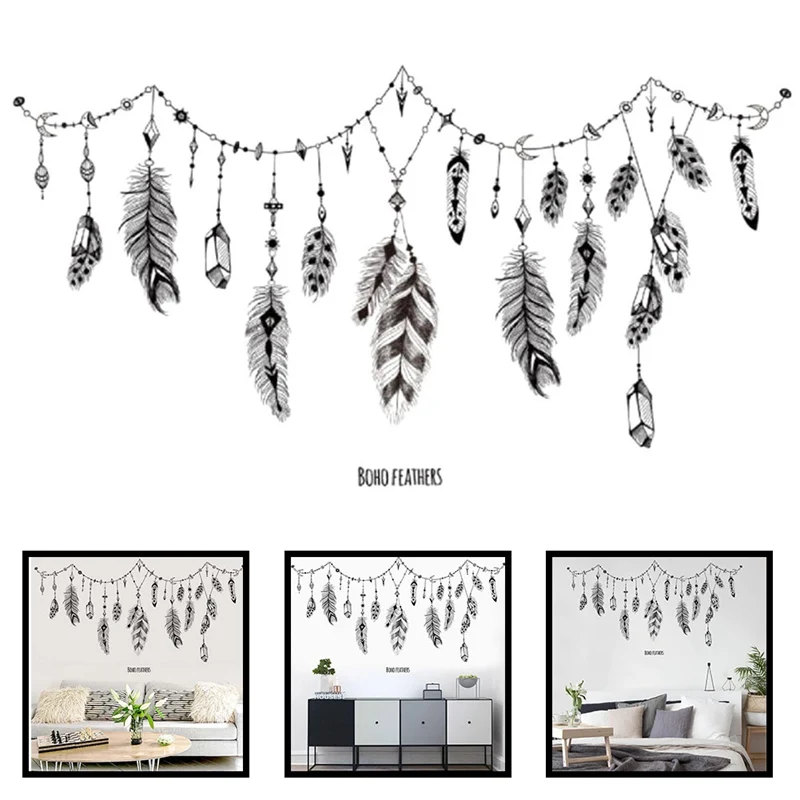 2019 счастливый Ловец снов перья Настенная Наклейка гостиная роспись искусство