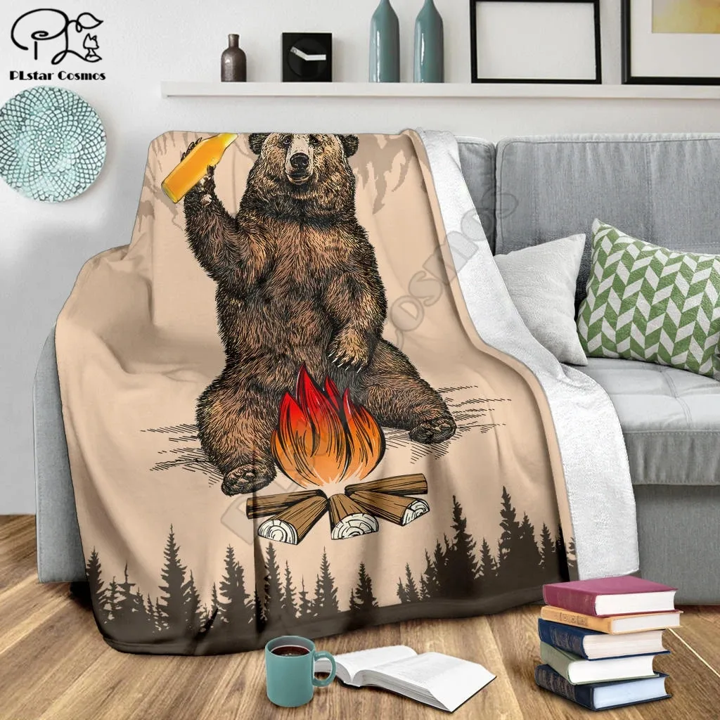 

Bear Beer Bottle Camping Fleece Blanket 3D full printed Wearable Blanket Adults/kids Fleece Blanket drop shippng style -2