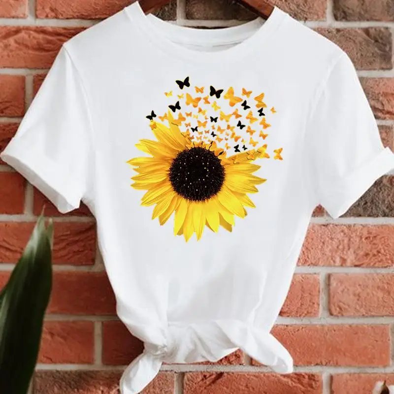 

Short Sleeve Butterfly Flower New 90s Women Lady Casual T-shirts Tee Fashion Summer Tshirt Top Clothes Female Graphic T-Shirt