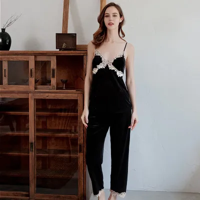 Женские бархатные пижамы Daeyard теплая Пижама с кружевами на осень и зиму пижамные