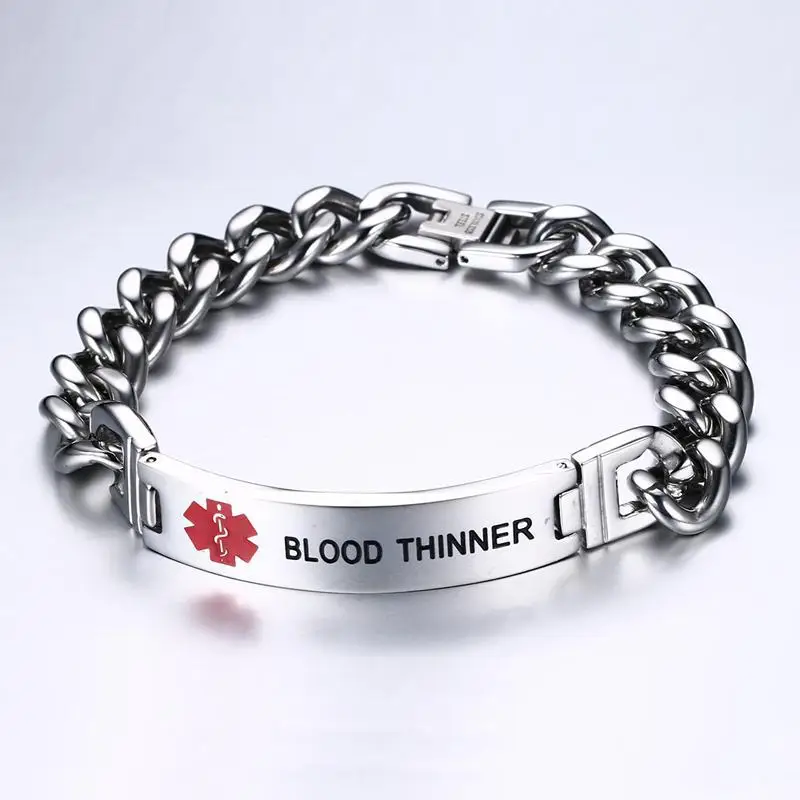 Персонализированный медицинский браслет с гравировкой для мужчин из титановой стали с тегом AUTISM - ювелирное изделие напоминающее о неотложной помощи.