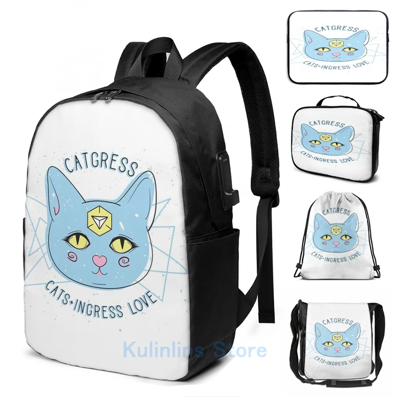 Рюкзак мужской женский с забавным графическим принтом изображением кошек и