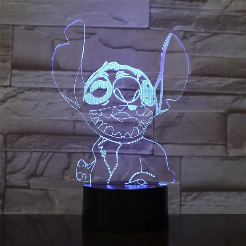 Детский 3d ночсветильник красочный сенсорный акриловый иллюзионный мультяшный