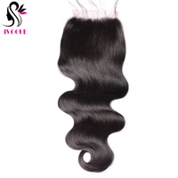 55 fake scalp top closure body wave silk base lace closure human hair extensions with baby hair natural black free middle part