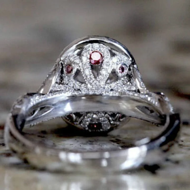 

Deluxe Fashion 925 Silver Inlaid Oval Halo Diamond Ring Jewelry Gift Size 6-10