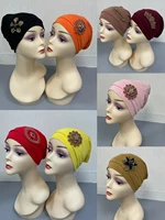 nice muslim hijab elastic cotton turban hat with accessories women warm head scarf bonnet inner hijab cap chemo hat 12pcspack