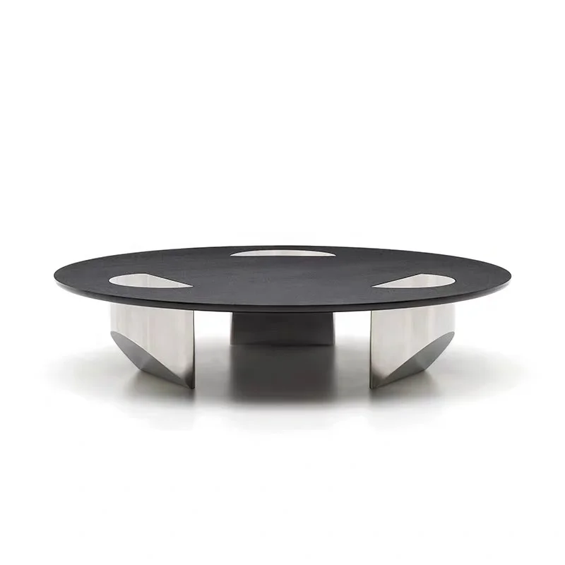 

Living Room Coffee Table Round Modern Glass Metal 1350*290mm