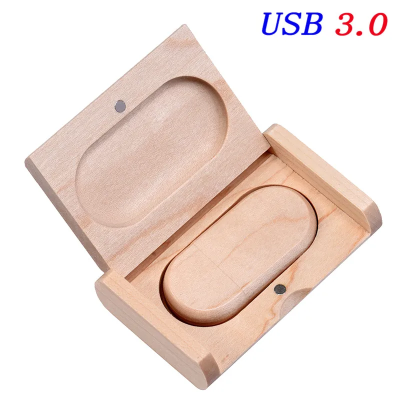 JASTER USB 3,0 логотип на заказ Деревянный+ коробка персональный логотип ручка-накопитель 8 ГБ 16 ГБ 32 ГБ 64 Гб usb флеш-накопитель Флешка карта памяти - Цвет: Maple with box