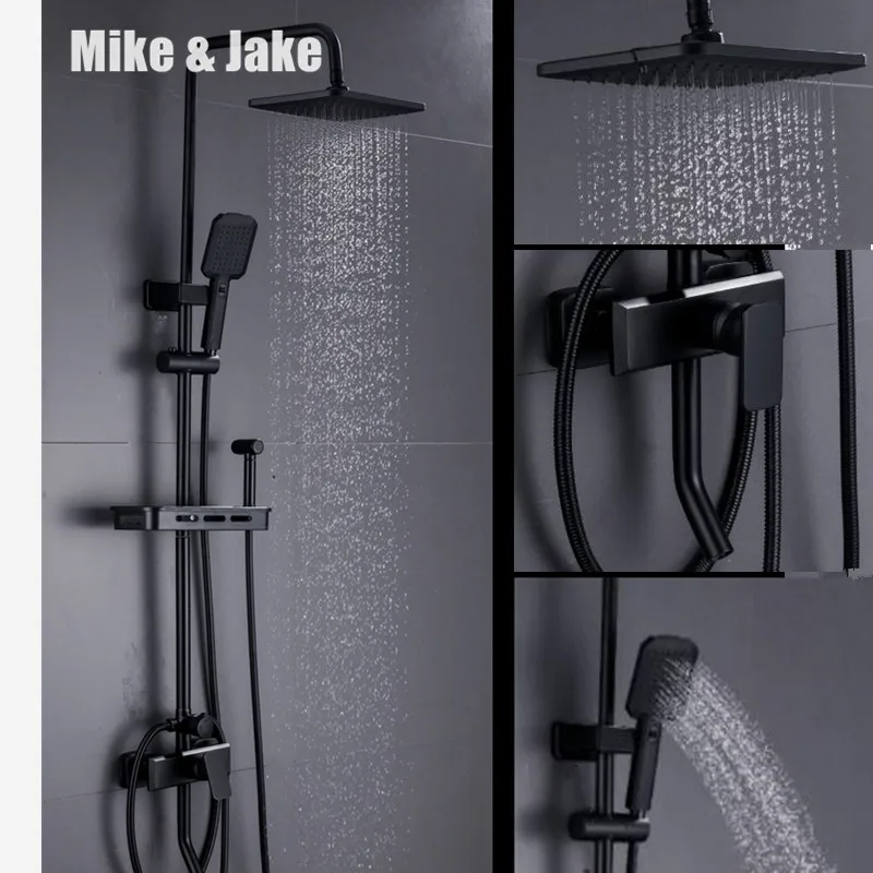 Смеситель для душа черный матовый латунный с крючком MJ925|Смесители душа| |