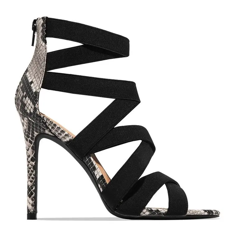 

Snake Summer Shoes Woman Pumps High Thin Heels Pointed Toe Rhinestone Gladiator Pumps Party Sexy Shoes Prom Shoes