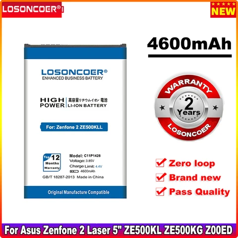 LOSONCOER 4600 мАч 100% новый C11P1428 Аккумулятор для Asus Zenfone 2 ZenFone2 Laser 5 "ZE500KL ZE500KG Z00ED батареи для телефона