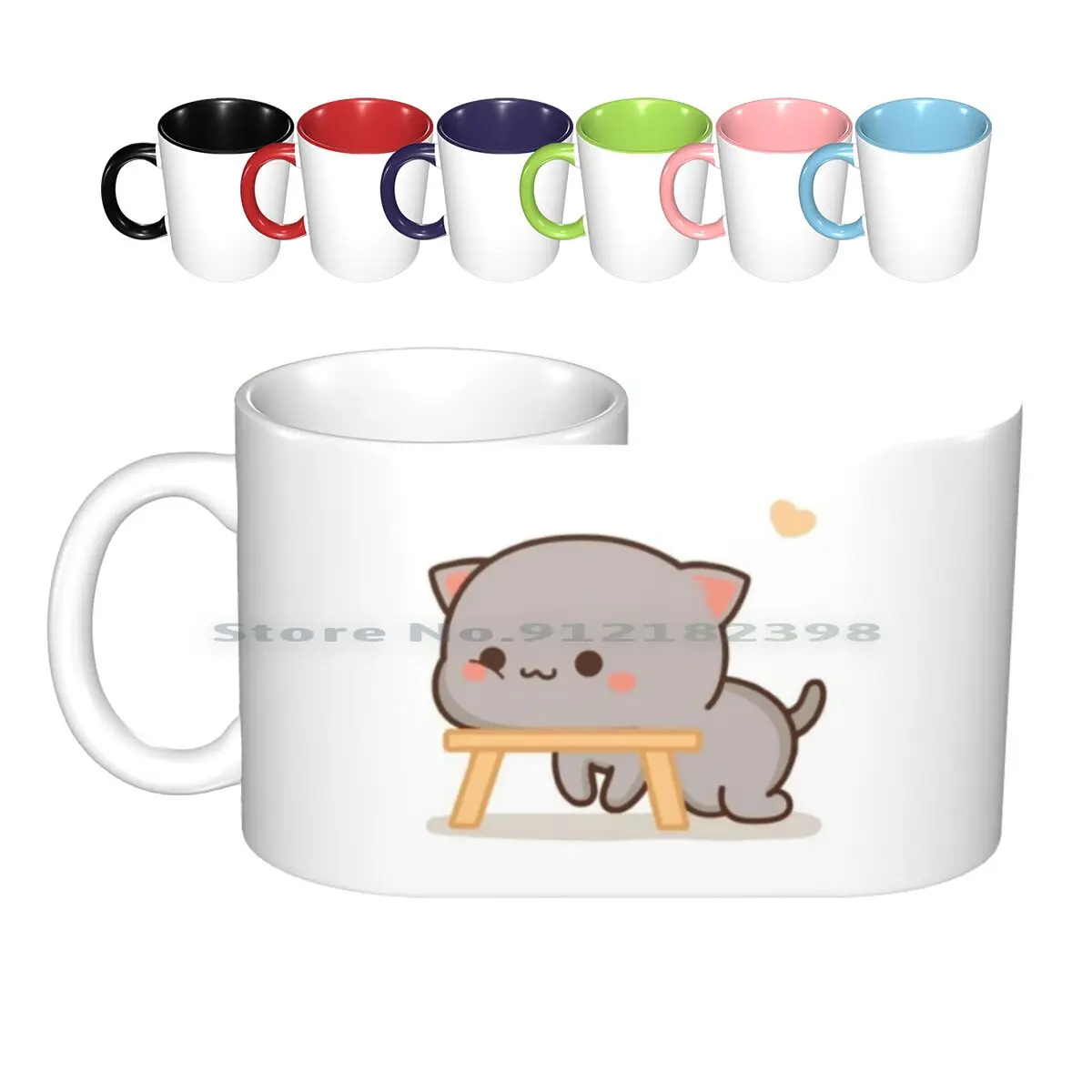 

Керамические кружки Peach And Goma Mochi для кота, кофейные чашки, Кружка для молока и чая, персиковая кошка, Гома, мочи, кошка, Китти, милые романтичес...