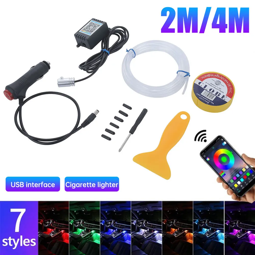 

Декоративное освещение Vehemo, Светодиодная лента для автомобиля, 4 интерфейса, 6 метров, холодсветильник