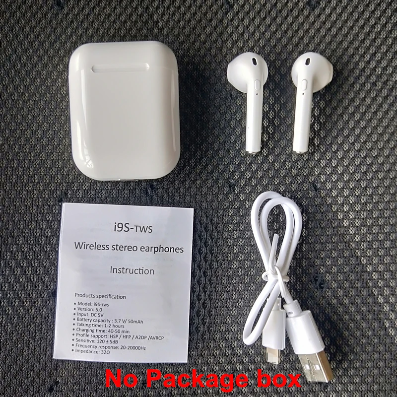 No package box I9s TWS, Bluetooth наушники 5,0, мини беспроводные наушники, стерео гарнитуры, спортивные наушники для всех смартфонов, PK I7S I10 I12 - Цвет: No package box